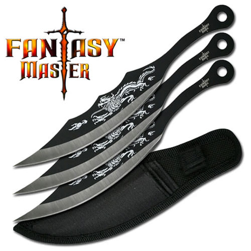 3 Piece Stainless Bullseye Dragon Throwing Knives Set - Tophatter's Army Products & Self Defense Collectible Weapons - Tophatter Daily Deals
